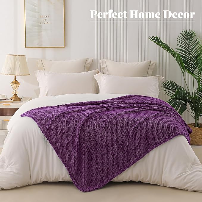 Whale Flotilla Extra Large Soft Fleece Throw Blanket for Couch | 50x70 Inch, Purple, Suitable for Sofa Chair Bed, Fluffy Fuzzy Jacquard Blankets for All Season, Lightweight and Cozy