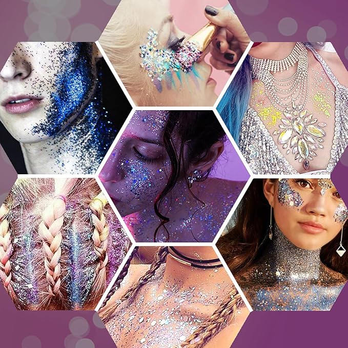 JASSINS 2PCS Body Glitter, 100ml St Patricks Day Face Glitter for Women Girls Kids, Glitter Gel Makeup Tween Gifts, Singer Concerts Festival Rave Accessories, Chunky Mermaid Sequins (Green & White)
