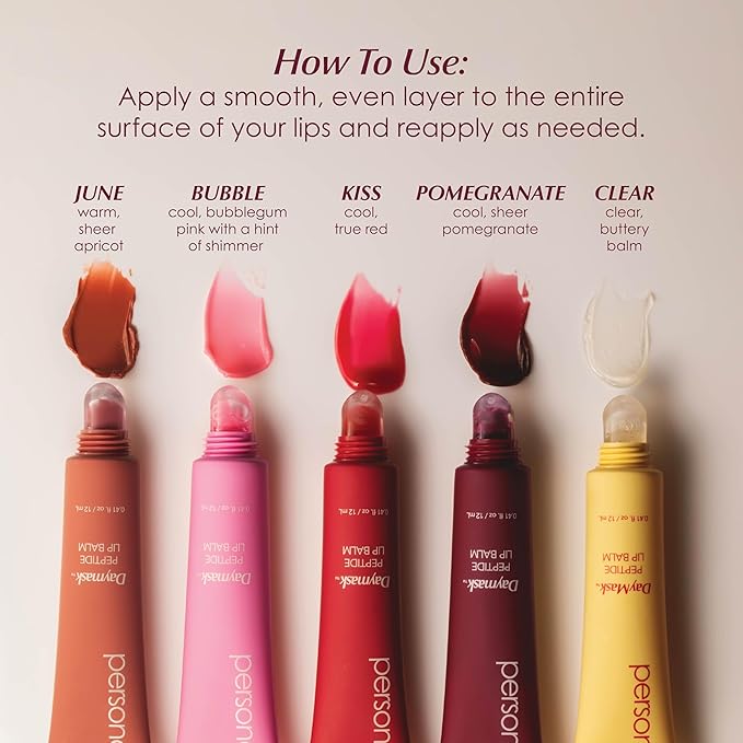 PERSONA Daymask Peptide Lip Balm | Rich, Glossy Hydration | With Oat Kernel Oil, Squalane & Peptide Complex | Vegan, Fragrance-Free, Sensitive-Lip Safe (0.3 oz) | Made in USA, June