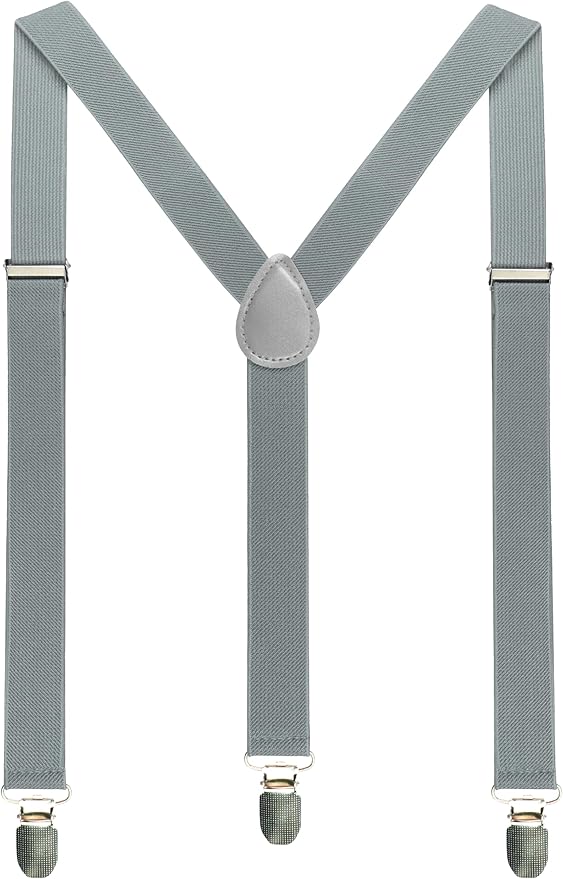 JEMYGINS Solid Color Mens Suspender with 3 Strong Clips Adjustable Braces