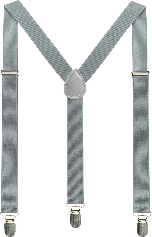 JEMYGINS Solid Color Mens Suspender with 3 Strong Clips Adjustable Braces
