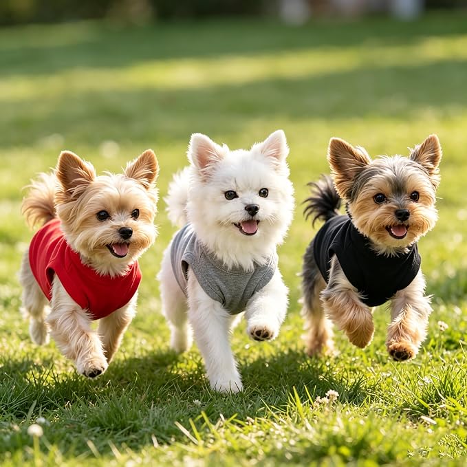 3pcs Dog Shirts Cats Clothes Sleeveless Blank Vest Apparel Extra Small Pet | Soft and Breathable Cat Outfits; Cat Clothing; T-Shirt for Puppy Small Medium Dogs and Cats; Solid Color Tank Top Costumes