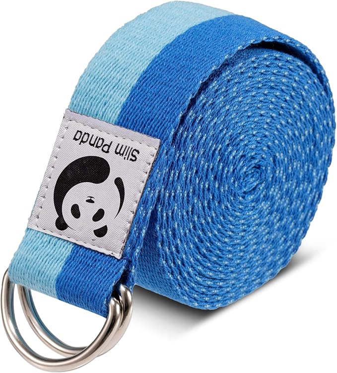 Slim Panda Yoga Strap for Stretching,Cotton Yoga Strap with Adjustable D-Ring Buckle,Non-Elastic Yoga Belt for Pilates,Gym Workouts,Physical Therapy,Improve Flexibility