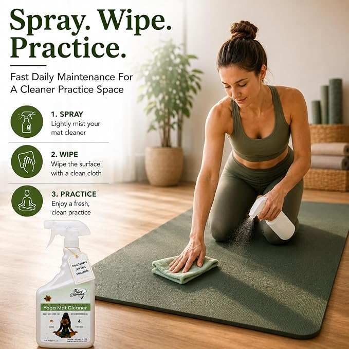 Black Diamond Stoneworks Yoga Mat Spray Cleaner: USDA Certified BIOBASED- Essential Oils, Safe for All Type of Materials, Exercise, Pilates, or Workout Mats. (1 quart)