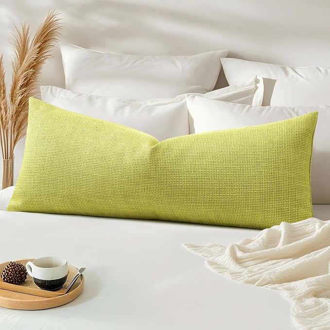 OTOSTAR Linen Throw Pillow Cover Set of 1 Decorative Long Lumbar Pillowcase Rectangle Cushion Cover 14x36 Inch for Home Decor Sofa Bedroom Car 35 x 90CM Sage Green