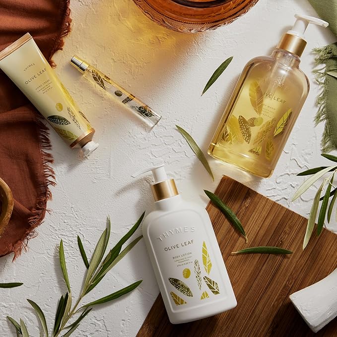 Thymes Moisturizing Body Wash with Pump - Body Soap - Bath Products - Skin Care - Liquid Soap with Notes of Sardinian Laurel Leaf, Lavender Flowers, Patchouli, & Balsam (Olive Leaf, 9.25 fl oz)