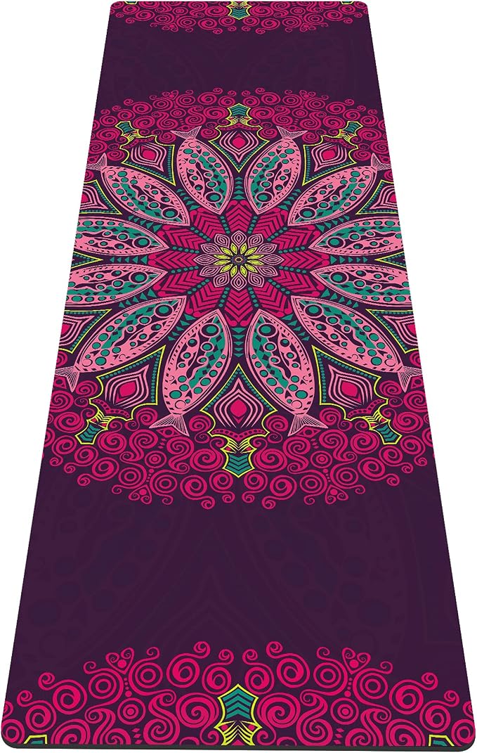 nuveti Yoga Mat Print Extra Thick TPE Non Slip Fitness Exercise Mat with Carrying Bag,72"x24" Extra Thick 6MM Exercise & Workout Mat for Yoga, Pilates Fitness and Floor Exercises