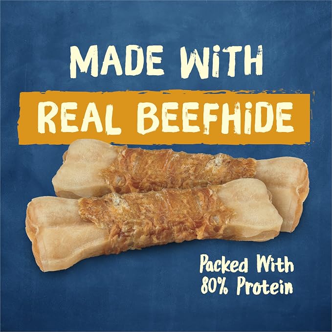 Purina Busy Bone Jerky Wraps Small/Medium Breed Dog Treats, (5) 4 ct Pouch | Beefhide Wrapped With Real Chicken Jerky long-lasting dog chews, grain-free, just five ingredients, resealable pouch