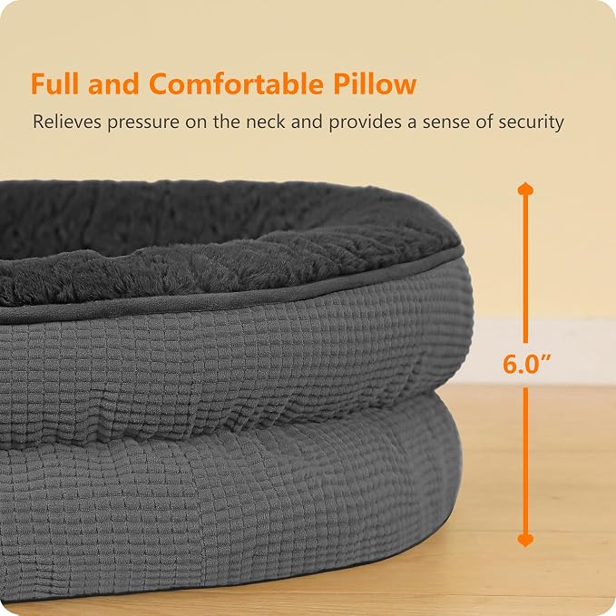 Dwanton Orthopedic Waterproof Medium Dog Bed Sofa, Gel Memory Foam, 36" | Egg-Crate Foam Dog Sofa, Washable Pet Bed with Four Sided Bolster Cushion, Removable Cover & Non-Slip Bottom, Dark Grey-1