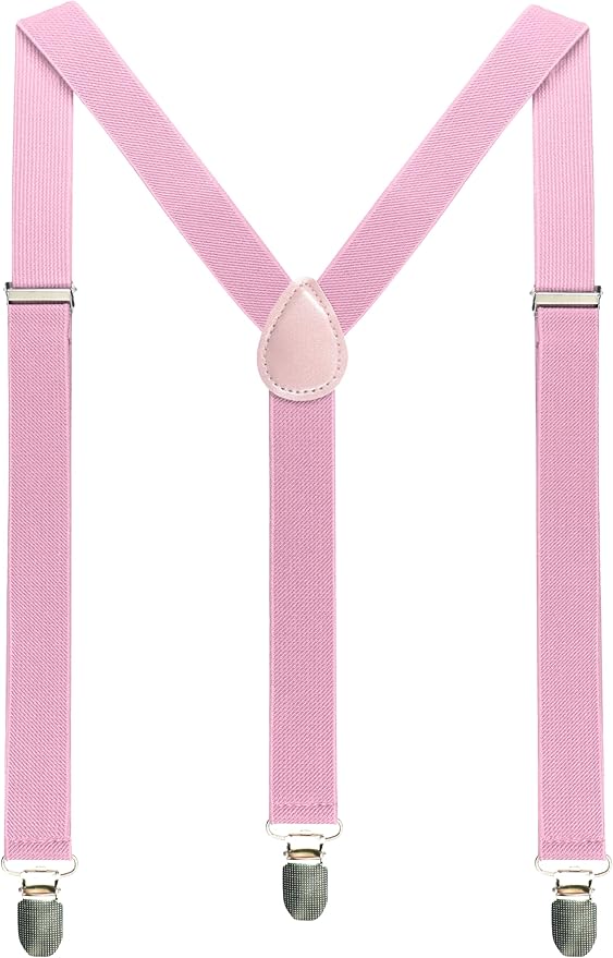 JEMYGINS Solid Color Mens Suspender with 3 Strong Clips Adjustable Braces