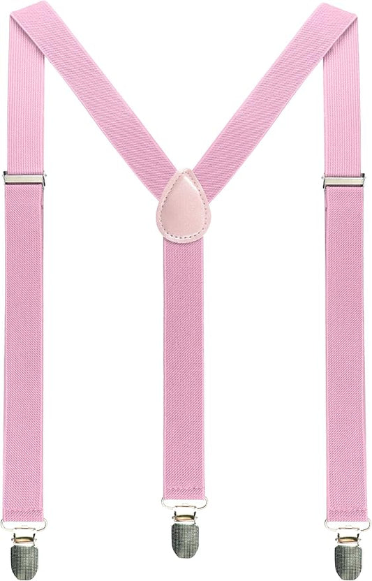 JEMYGINS Solid Color Mens Suspender with 3 Strong Clips Adjustable Braces