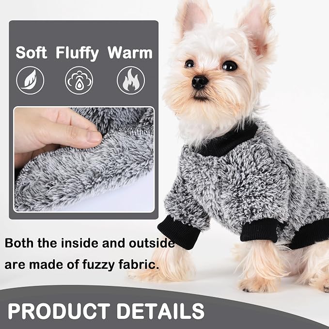Dog Sweaters for Small Dogs Girl Male Dog, Sweater, Soft Fleece Pet Winter Clothes Boy Girl, Fuzzy Sweatshirts Flannel Jacket Puppy Coat(XXS, Black)
