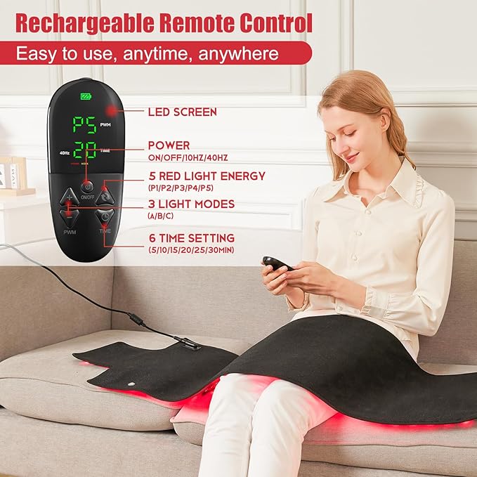 Red Light Therapy Mat for Body, 76"x 33" Red and Infrared Light Therapy Blanket with 660nm & 850nm Dual Wavelengths, 1370 LEDs Infrared Light Therapy for Full Body Pain Relief, Improved Sleep