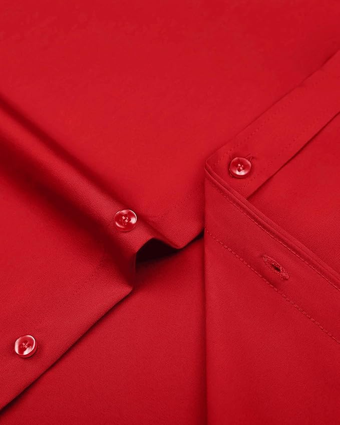 J.VER Men's Dress Shirts Solid Long Sleeve Stretch Wrinkle-Free Formal Shirt Business Casual Button Down Shirts