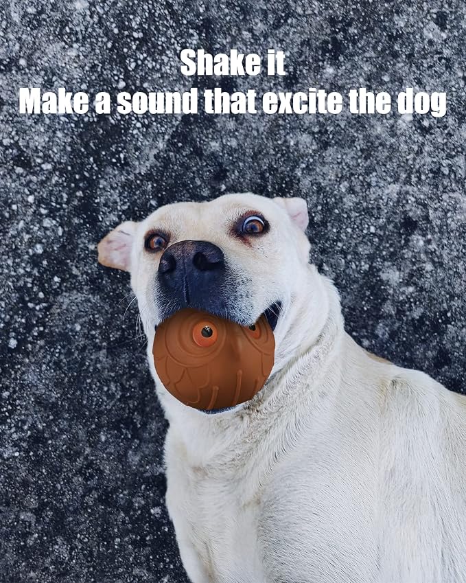 Mewlmart Giggle Ball for Dogs Owl Toys for Aggressive Chewers Dog Ball Toy for Puppy Medium Large Dogs Fun Gift for Dog Natural Rubber Hoot Brown