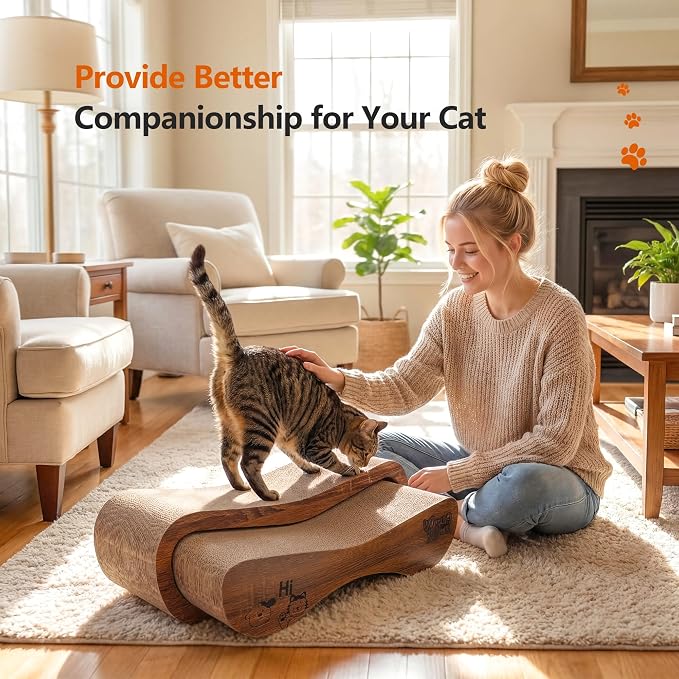 Cat Scratcher 2 in 1 Scratchers for Indoor Cats Scratching Board Cardboard | Horizontal Corrugated Scratch Pad for Cats as Beds & Furniture Reversible Sofa Scratch