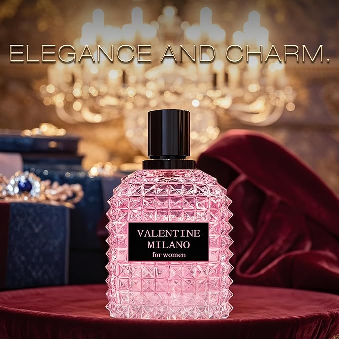 A CENTER 4PCS Perfume Set for Women - Floral Fragrance Gift Set with Vanilla,Sweet Fruity, Eau De Parfume| 3.4 Fl Oz Each Women's Cologne(Valentine Milano/Rose/Green,Valuable)