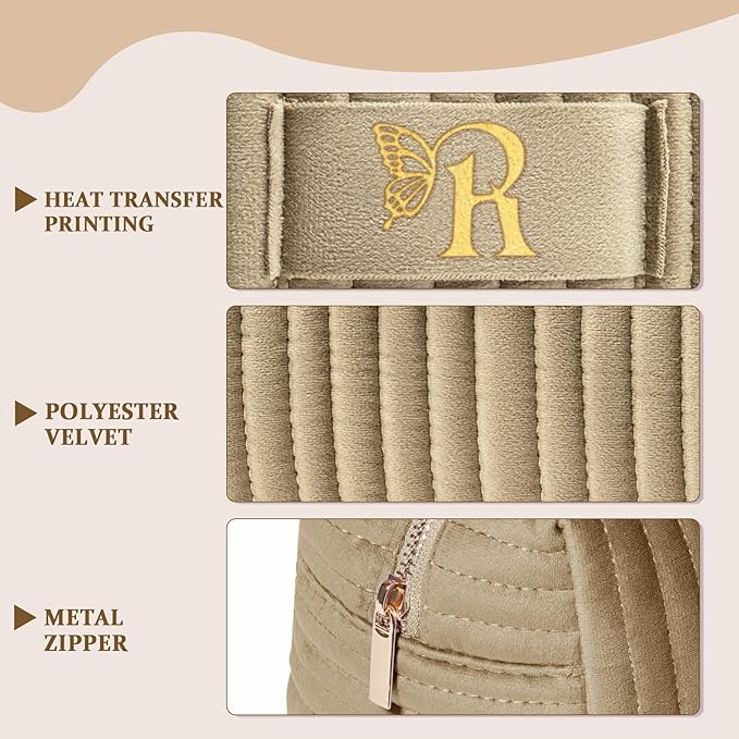 COSHAYSOO Sister Birthday Gifts for Women Best Friend Bestie Friendship Fashion Makeup Bag Make Up Cosmetic Pouch Travel Size Toiletries Skin Care Essentials Organizer Velvet Initial Letter R