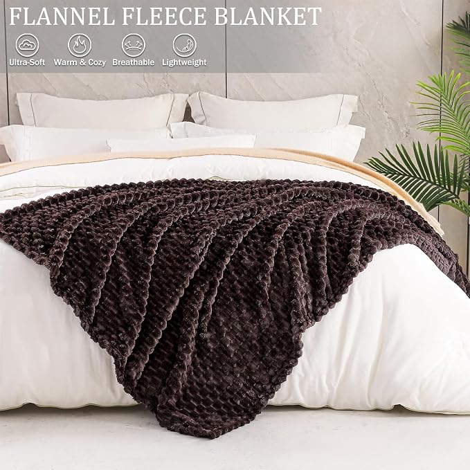 Exclusivo Mezcla 3D Fleece King Size Blanket for Bed, Coffee | Extra Soft Fuzzy Plush Lightweight Bed Blankets, Cozy Fluffy Decorative Blankets for All Seasons, 90x104 Inches
