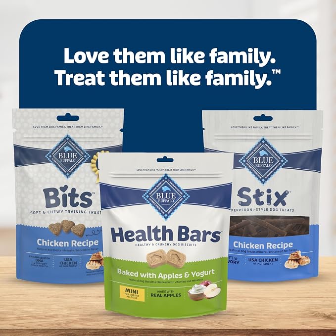 Blue Buffalo Health Bars Apples & Yogurt Mini Dog Biscuits, 16 oz | Smaller Bite, Same Crunch, Oven-Baked, No Chicken By-Product, Corn, Wheat, or Soy