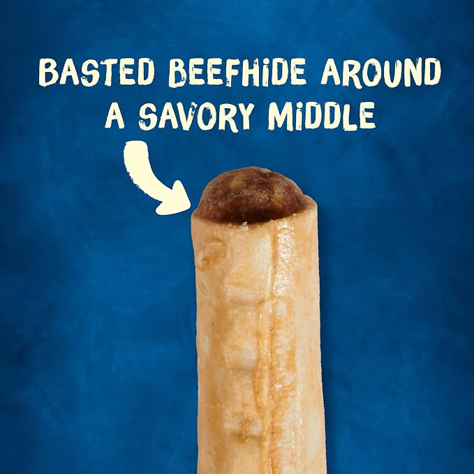 Purina Busy Rawhide Small/Medium Breed Dog Bones, Rollhide | Basted beefhide exterior with a savory middle and no artificial colors or flavors, long lasting chew that helps clean teeth