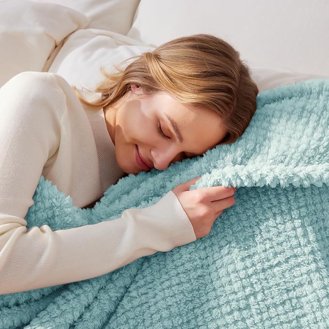 Whale Flotilla Extra Large Soft Fleece Throw Blanket for Couch | 50x70 Inch, Light Blue, Suitable for Sofa Chair Bed, Fluffy Fuzzy Jacquard Blankets for All Season, Lightweight and Cozy