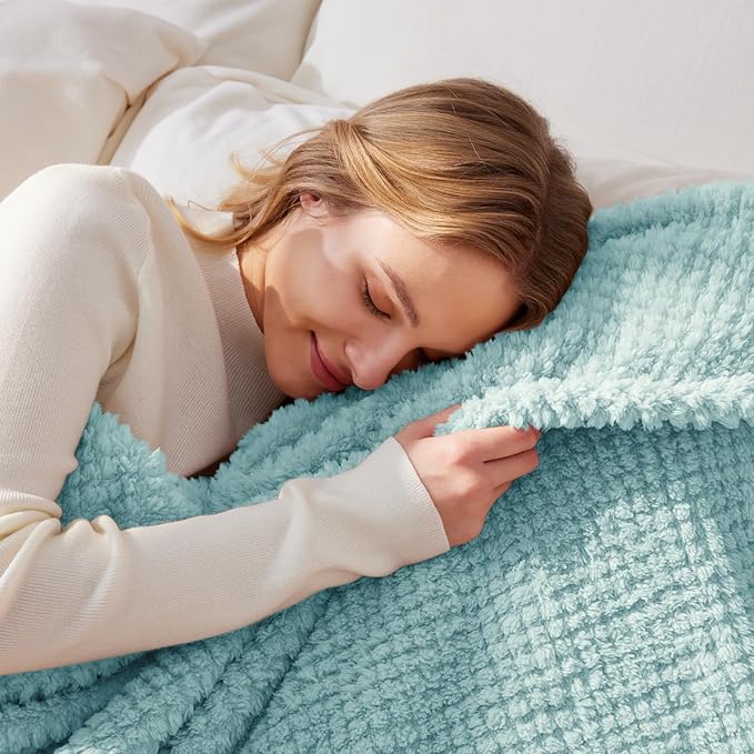 Whale Flotilla Soft Fleece King Size Bed Blanket, Light Blue | 90x104 Inch, Suitable for Bed, Fluffy Fuzzy Jacquard Blankets for All Season, Lightweight and Cozy