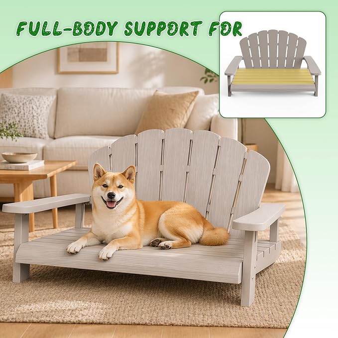 Outdoor Dog Sofa Chair, Grey, 40.24" L x 30.08" W x 20.04" H | Waterproof Resin Dog Bed, For Patio Furniture, Easy Assembly and Clean