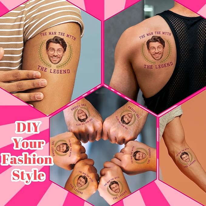Easycosy Custom Temporary Tattoos with Photos, Personalized Funny Face Temporary Tattoos for Bachelorette Party Decorations, set of 15