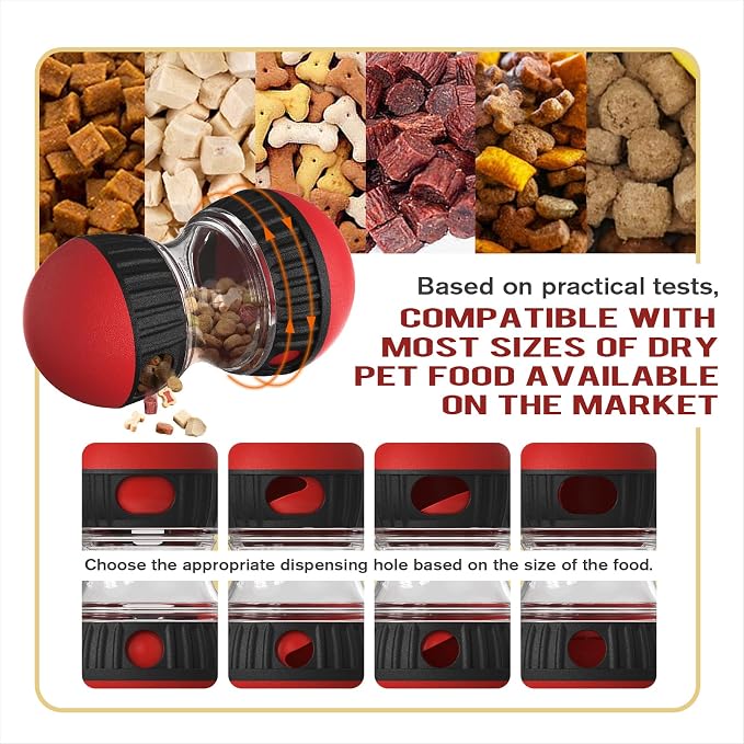 BSISUERM Dog Food Dispensing Puzzle Toy Adjustable Treat Dispenser Slow Feeder Pet Interactive Chase Toy Dog Enrichment Ball for Medium Large Dogs to Keep Them Busy, Extra Large