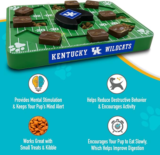 Pets First NCAA Kentucky Wildcats Puzzle Toy, Puzzle Treat Dog Toy, Interactive Dog Treat Toy, Dog Puzzle Feeding Slow Toy
