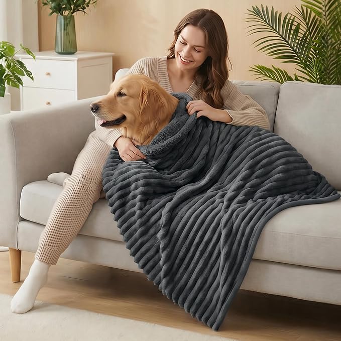 PuTian Waterproof Dog Blanket for Couch, 25"x35", Dark Grey | Blocks Urine, Stains and Pet Hair to Guard Furniture, Perfect For Dogs & Cats On Couch, Bed, Car And Travel