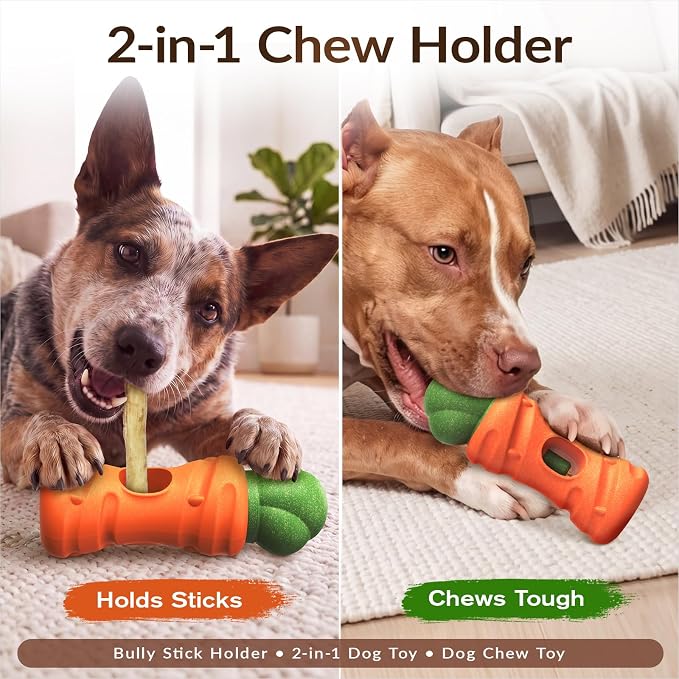 KADTC 2 in 1 Dog Bully Stick Holder, Tough Chew Toy for Aggressive Chewers