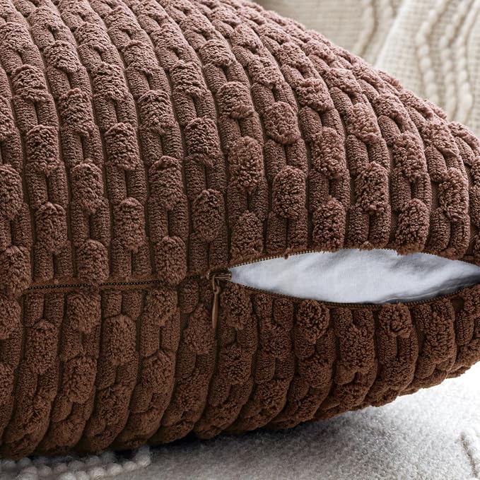 MIULEE Boho Brown Decorative Throw Pillow Covers for Couch Sofa Living Room Set of 4 Rustic Cushion Covers Neutral Farmhouse Corduroy Pillowcases Home Decor 18x18 Inch Brown Gradient Series