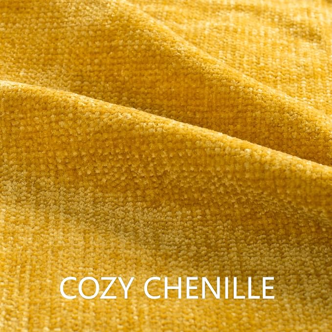 Chenille Throw Blanket for Couch 50" x 60", Yellow | Soft Cozy Warm Throws with Fringe Tassel, for Living Room Bed Sofa Chair Cover, Lightweight Knitted Decorative Boho Blankets