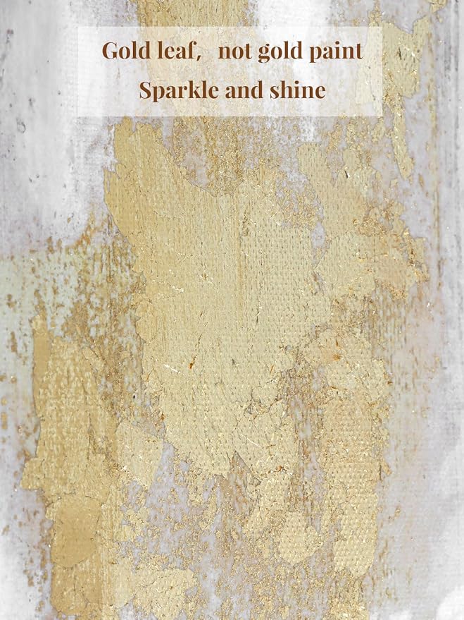 Zessonic Abstract Gold and Beige Textured Wall Art,12"x36"x2 and 24"x36"x1 | Gold and Beige Modern Textured Canvas Prints with Hand-Applied Brush Strokes, Large Wall Decor for Bedroom Office Dining Room