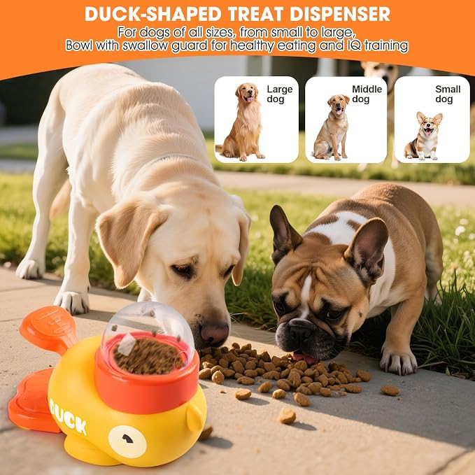 Dog Interactive Treat Dispenser, Interactive Dog Toys Food Puzzle Slow Feeder, Duck Treat Dispenser for Small Medium Dogs and Cats, Promotes IQ Training and Entertainment Reduces Bloating