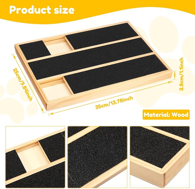 Dog Scratch Pad for Nails, Dog Nail File Toy with Treat Compartment, Wooden Puppy 45° Angle Claw Grooming Tool, Portable Nail Scratch Pad for Small & Large Claw Care