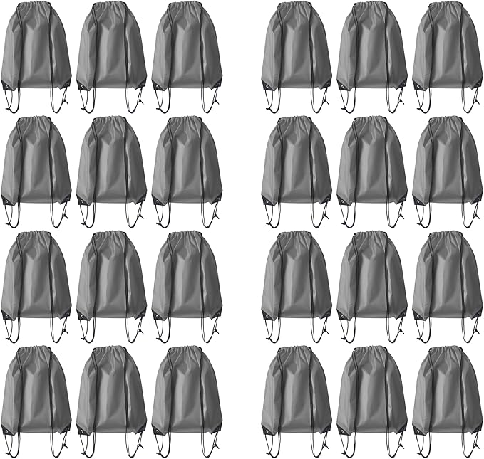 Drawstring Backpack Bulk 24Pcs Draw String Backpack Bags DIY Gym Sports Traveling Yoga Cinch Bag Sackpack Drawstring(grey)
