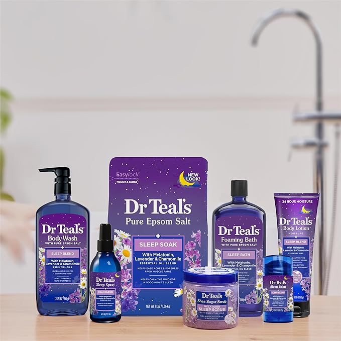 Dr Teal's Sleep Blend Body Wash with Pure Epsom Salt, Melatonin & Essential Oil Blend, 24 fl oz (Pack of 2)