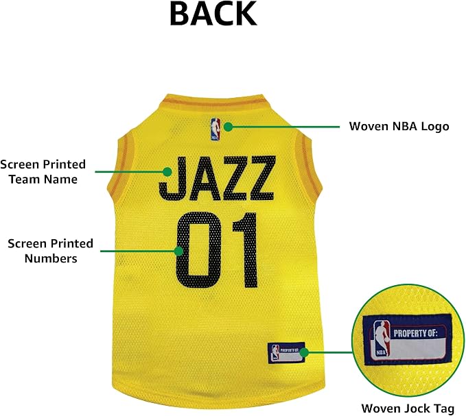 Pets First NBA Utah Jazz Dog Jersey, Medium- Tank Top Basketball Pet Jersey