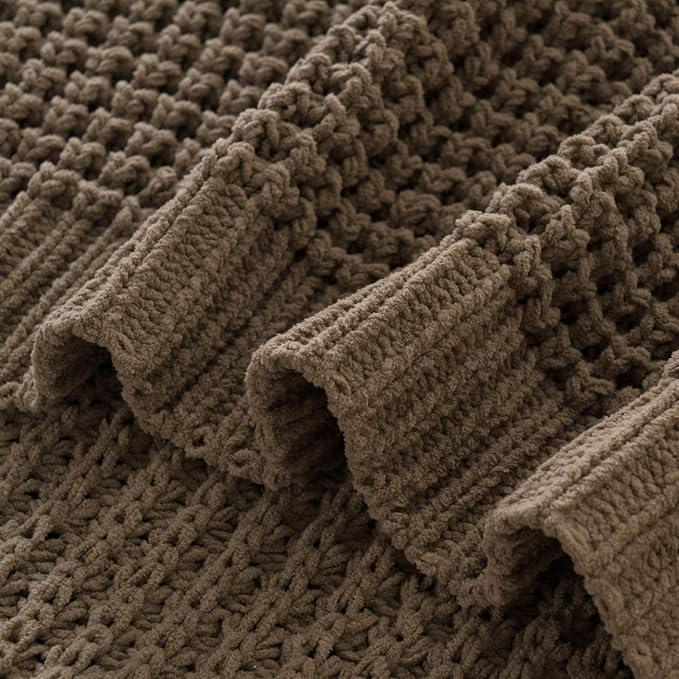 Knitted Waffle Throw Blanket , Camel Tan Throw Blanket for Couch 60x80in | Cozy Chunky Knit Throw Blanket Soft Warm Throws for Men Father Birthday Gifts, Modern Farmhouse Knitted Style
