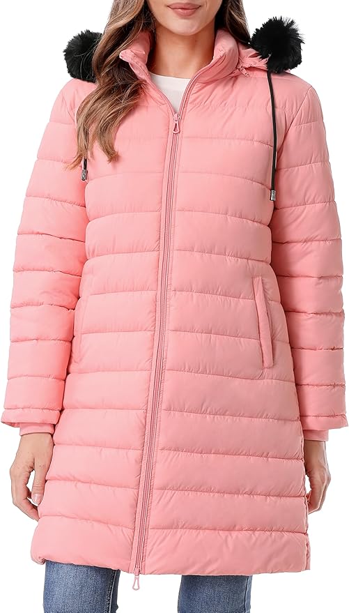 GOLDLADIES Women's Waterproof Long Down Jacket,Warm Winter Hooded Puffer Coat Thickened for Hiking Outdoor