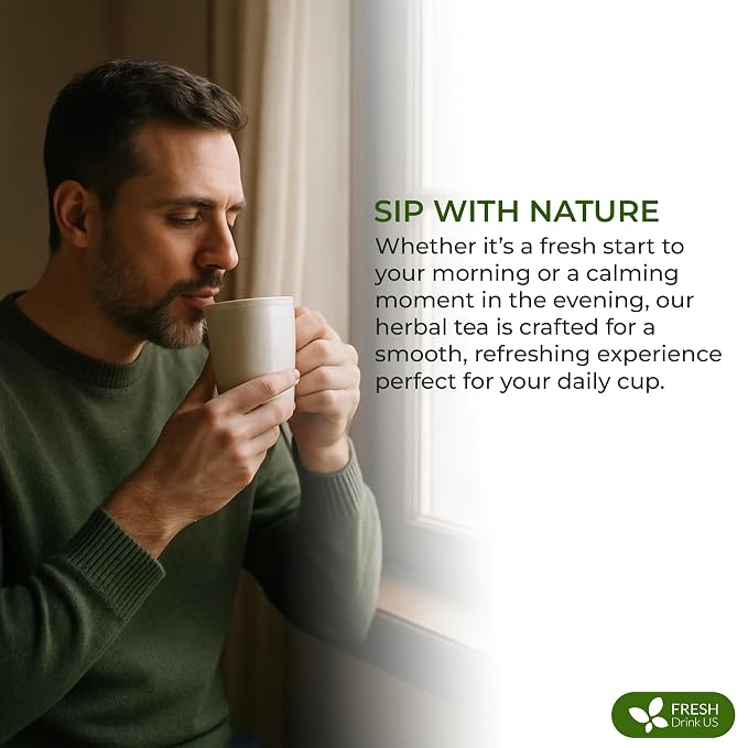 FreshDrinkUS, Premium 135 Tea Bags Men Super Tea – Herbal Blend with Senna, Dandelion Root, Ginger, Peppermint & More – 100% Natural, Sugar-Free. Caffeine-Free. Gluten-Free. Vegan