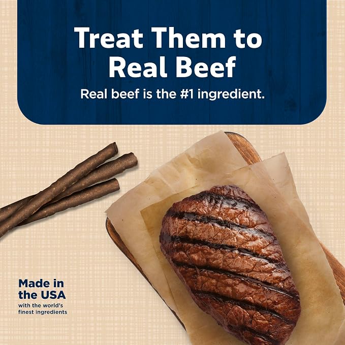 Blue Buffalo Stix Beef Pepperoni-Style Dog Treats, 5 oz | Real Beef #1 Ingredient, Soft & Easy to Tear, Developed by Veterinarians & Nutritionists, Great for Training