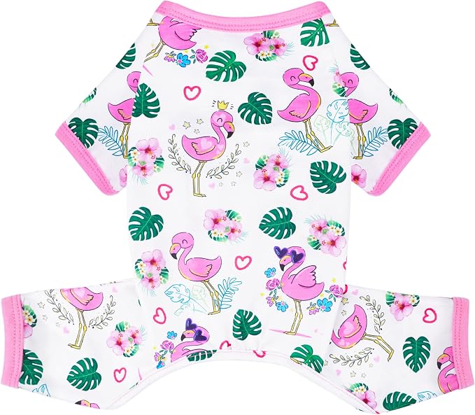 Dog Pajamas Summer Dog Clothes for Small Medium Dogs Boy Girl Pet Pjs Cute Doggie Onesie Breathable Puppy Clothes Soft Stretchy Cat Pet Outfit (Pink, X-Large)