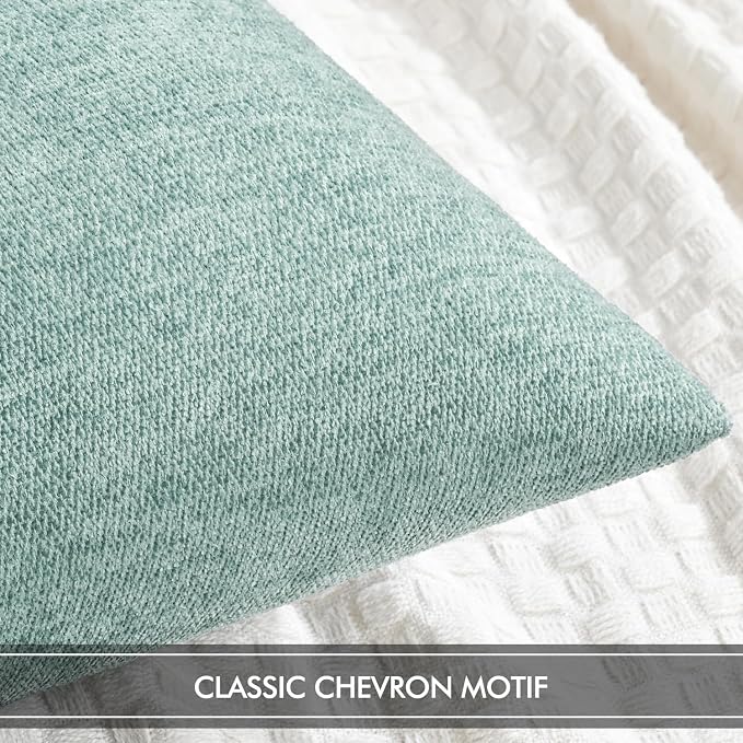 MIULEE Pack of 2 Aqua Green Decorative Pillow Covers 18x18 Inch | Soft Chenille Couch Throw Pillows Farmhouse Cushion Covers for Home Decor Sofa Bedroom Living Room