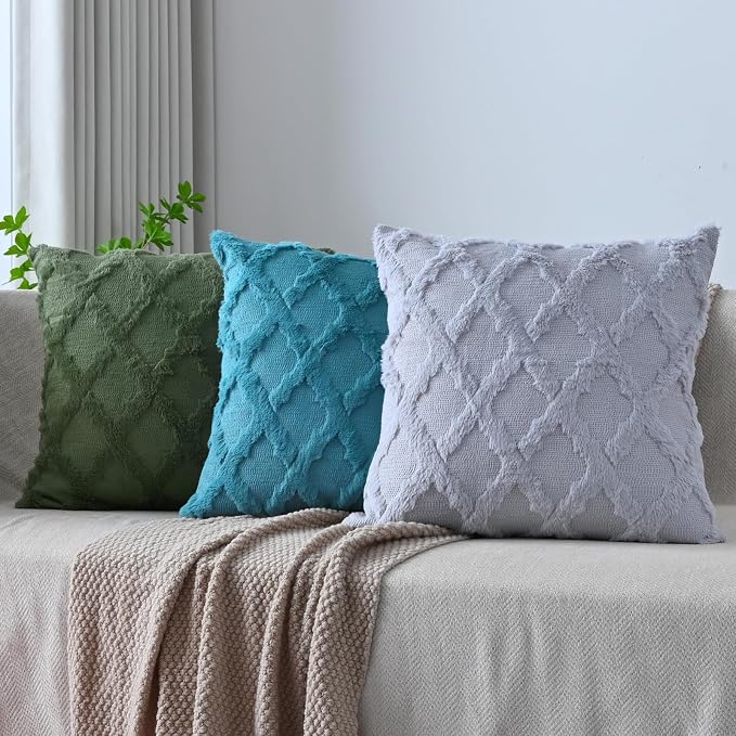 Set of 2 Soft Moroccan Throw Pillow Covers 12x20 Inch Plush Boho Decorative Pillow Cover Accent Cushion Case for Couch Sofa Bed, Teal