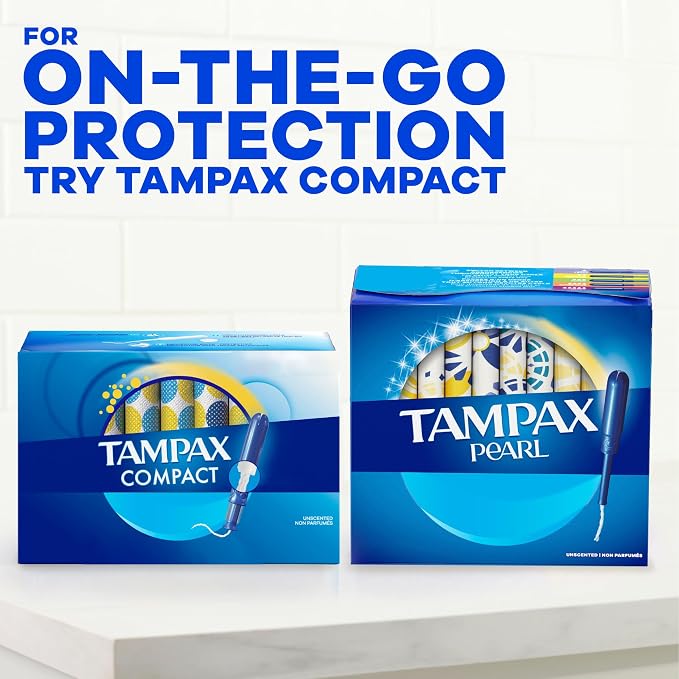Tampax Cardboard Tampons for Women Super Plus Absorbency, Anti-Slip Grip, LeakGuard Skirt, Unscented, 40 Count
