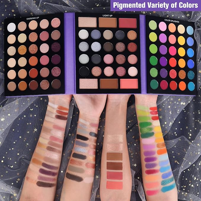 UCANBE Eyeshadow Palette with 15Pcs Brushes Makeup Set, Pigmented 86 Colors Make Up Sets Valentine's Day Gift, Matte Shimmer Glitter Eye Shadow Pallet Highlighter Contour Blush Powder Brush Beauty Kit
